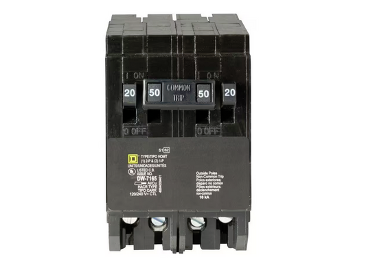 Homeline 2-20 Amp Single-Pole 1-50 Amp 2-Pole Quad Tandem Circuit Breaker - 9506345