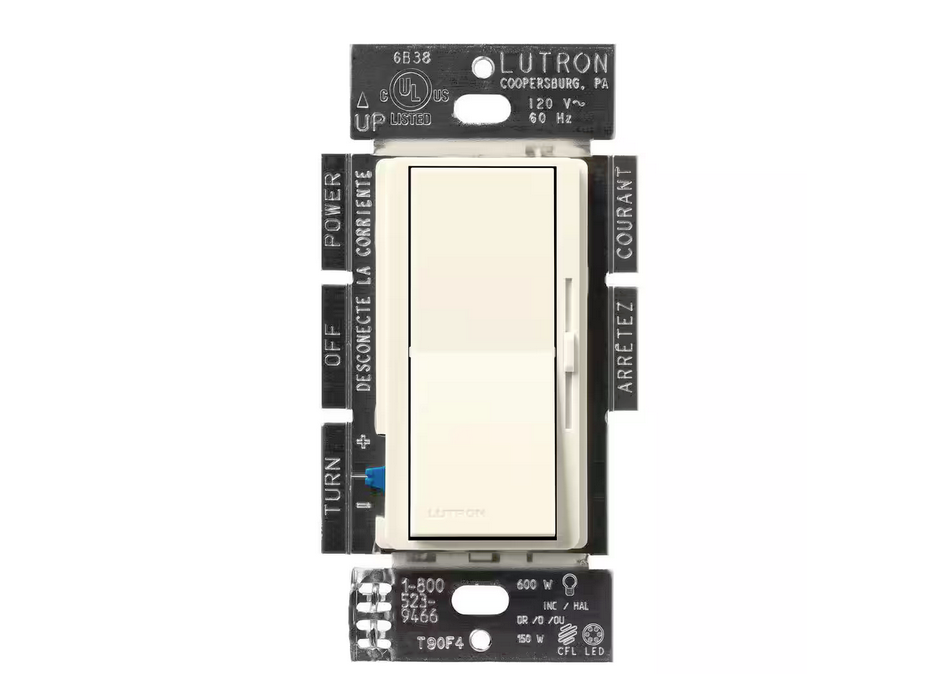 Diva LED+ Dimmer Switch for Dimmable LED and Incandescent Bulbs, 150-Watt/Single-Pole or 3-Way, Biscuit (DVSCCL-153P-BI) - 91000517858