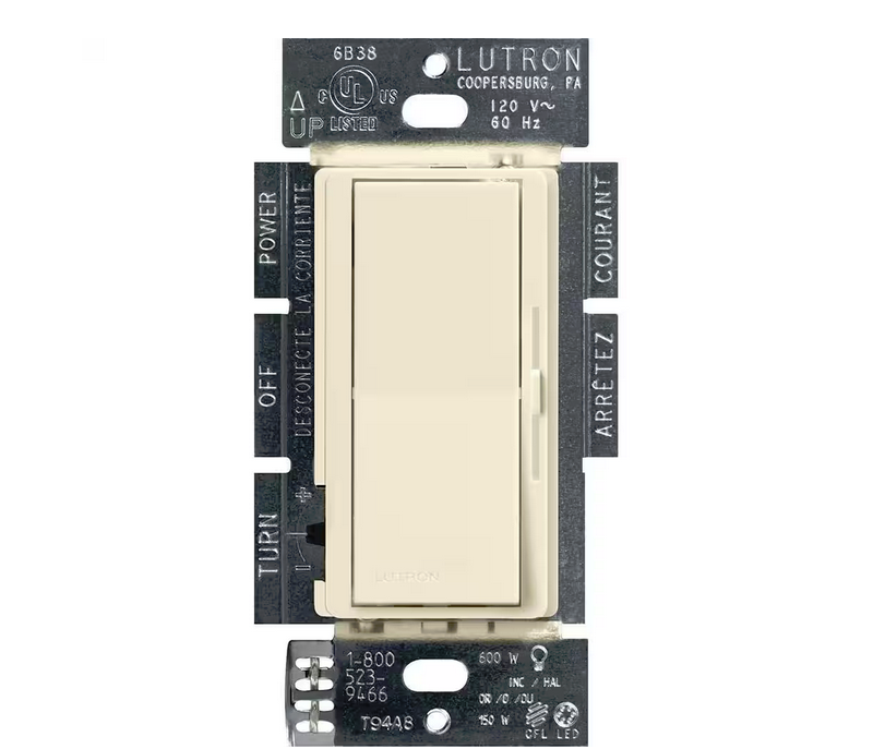 Diva LED+ Dimmer Switch for Dimmable LED and Incandescent Bulbs, 150-Watt/Single-Pole or 3-Way, Almond (DVCL-153P-AL) - 91000519823