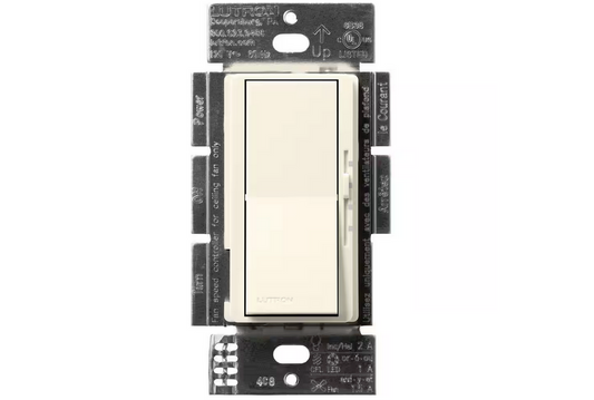 Diva 3-Speed Fan Control and Light Switch, Single-Pole/3-Way, 1.5A Fan/1A LED, Biscuit (DVSCFSQ-LF-BI) - 91002765052