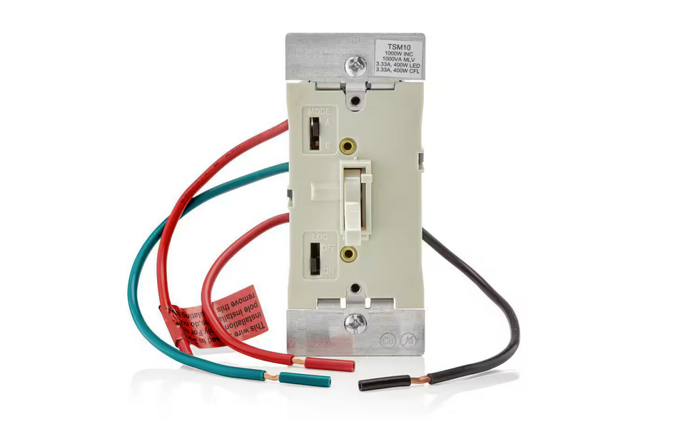 Toggle Slide Universal Dimmer, 400W Dimmable LED & CFL, 1000W Incandescent, Halogen & Magnetic Low Voltage, Light Almond - 91004151324