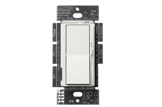 Diva 3-Speed Fan Control and Light Switch, Single-Pole/3-Way, 1.5A Fan/1A LED, Architectural White (DVSCFSQ-LF-RW) - 91009500307