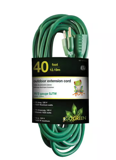 40 ft. 16/3 Heavy Duty Extension Cord, Green - 91003011039