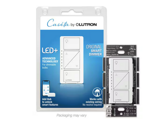 Caseta Smart Dimmer Switch for Wall & Ceiling Lights, 150W LED, White (PD-6WCL-WH-R) - 91001191538
