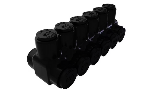 Nimbus Insulated Aluminum Multi-Tap Connector, Conductor Range 600-4, 6-Ports, Dual Sided Entry, Tin Plated - 91006426819