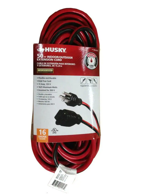 50 ft. 16/3 Medium-Duty Indoor/Outdoor Extension Cord, Red and Black - 9793812