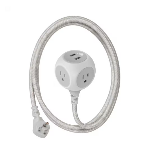 3-Outlet with 2-2.4 Amp USB and 6 ft. Braided Cord - 91004385426