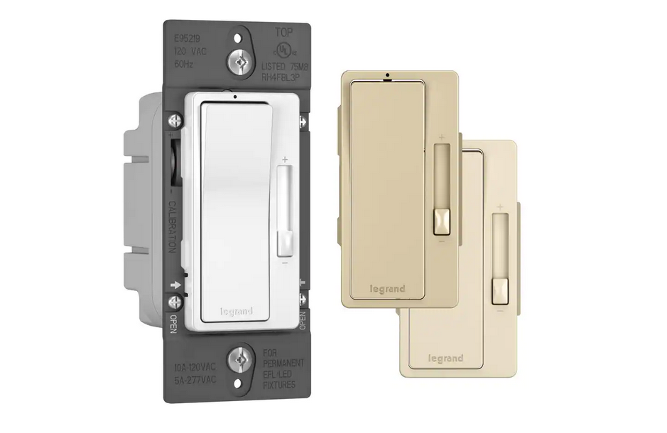 radiant 0-10 Volt Single Pole/3-Way Flourecent/LED Decorator Rocker Dimmer, White/Light Almond/Ivory - 91007599725