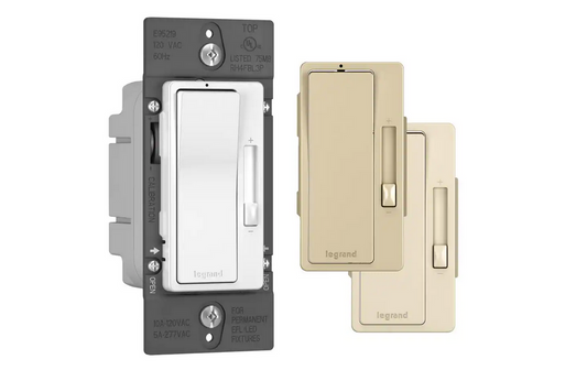 radiant 0-10 Volt Single Pole/3-Way Flourecent/LED Decorator Rocker Dimmer, White/Light Almond/Ivory - 91007599725