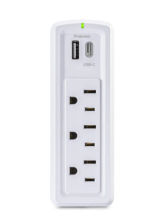 3-Outlet Wall Mounted Surge Protector in White - 91007533256