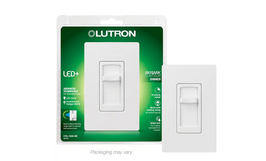 Skylark Contour LED+ Dimmer Switch with Wallplate for LED Bulbs, 150-Watt/Single-Pole or 3-Way, White (CTCL-WHW)