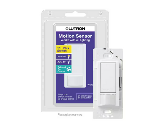 Maestro Dual Voltage Motion Sensor Switch, 6-Amp/Single-Pole, White (MS-OPS6M2-DVR-WH) - 9160064