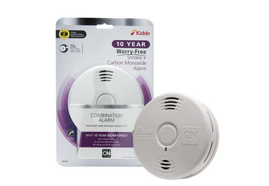 10-Year Worry Free Smoke & Carbon Monoxide Detector, Lithium Battery Powered with Photoelectric Sensor and Voice Alarm - 91001262578