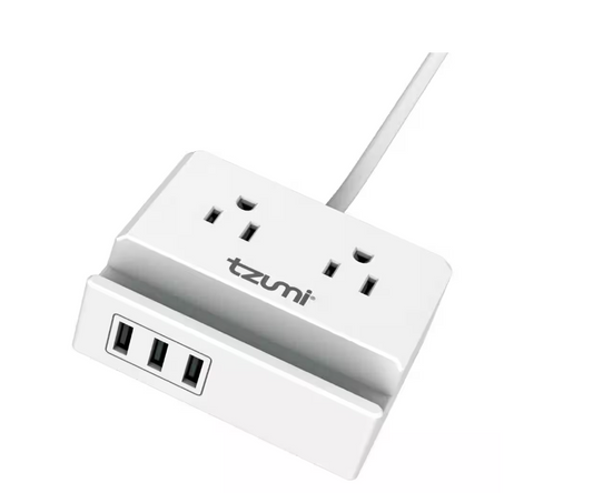 Power Dock 2-Outlet Multi-Port Surge Protector and Phone Stand - 91007532522