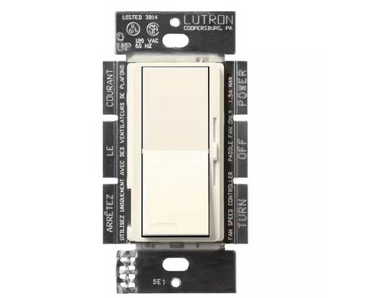 Diva 3-Speed Fan Control, Single-Pole/3-Way, 1.5 Amp, Biscuit (DVSCFSQ-F-BI)