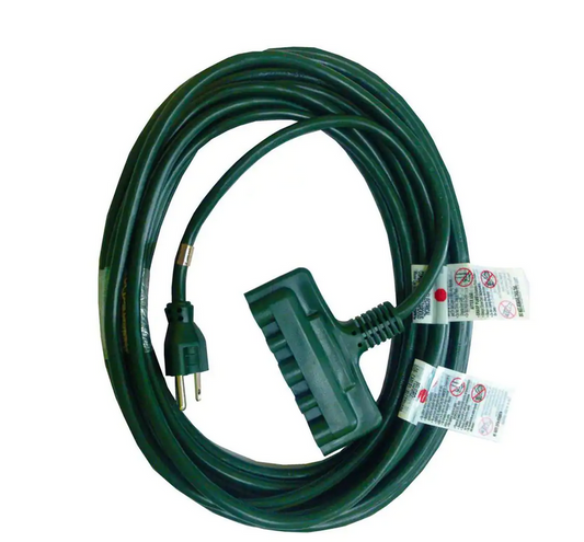 25 ft. 16/3 Light Duty Indoor/Outdoor Landscape Extension Cord with Multiple Outlet Triple Tap End, Green - 9258400