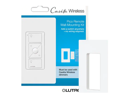 Pico Smart Remote Wall Mounting Kit, for Caseta Smart Dimmer Switch 3-Way Applications, White (PJ2-WALL-WH-L01) - 91001191540