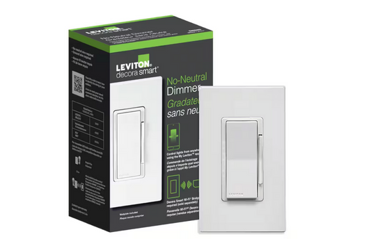 Decora Smart No-Neutral 600-Watt Dimmer, Requires MLWSB Wi-Fi Bridge, White - 91007823469
