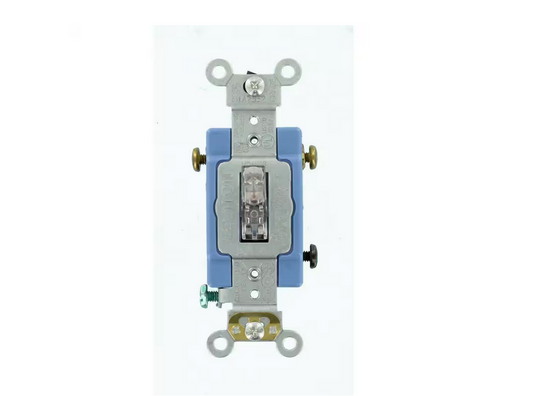 15 Amp Industrial Grade Heavy Duty 3-Way Lighted Handle Toggle Switch, Clear