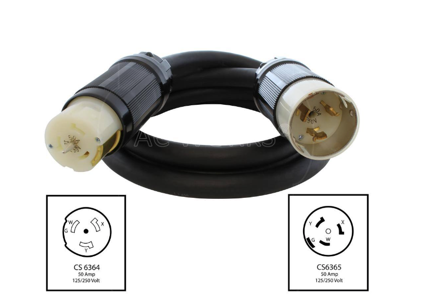 50 ft. SOOW 6/4 CS6365/CS6364 Temp Power 50 Amp Generator Cord - 91008300960