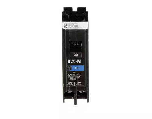 BR 20 Amp Single-Pole Dual Function Arc Fault/Ground Fault Circuit Breaker - 91002954337