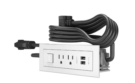 6 ft. Cord 15 Amp 2-Outlet, Switch and 2 Type A USB radiant Recessed Furniture Power Strip in White - 91005774664