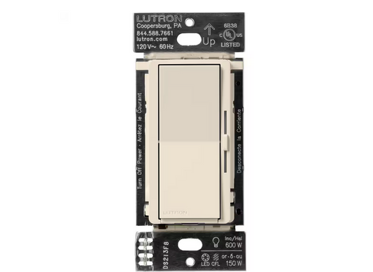 Diva Smart Dimmer Switch for Caseta Smart Lighting, 150-Watt LED, Light Almond (DVRF-6L-LA) - 91008989397