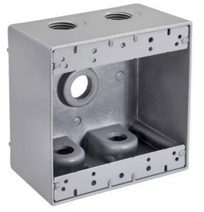 1 in. Weatherproof 5-Hole Double Gang Deep Box - 91009346317