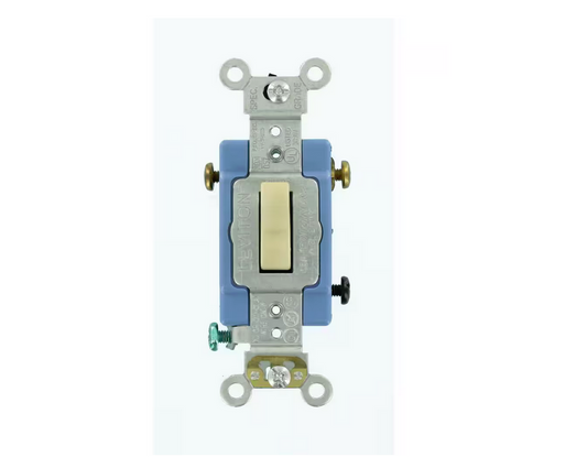 15 Amp Industrial Grade Heavy Duty 3-Way Lighted Handle Toggle Switch, Ivory