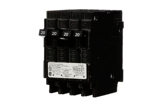 Triplex Two Outer 20 Amp Single-Pole and One Inner 20 Amp Double-Pole Circuit Breaker - 9328096