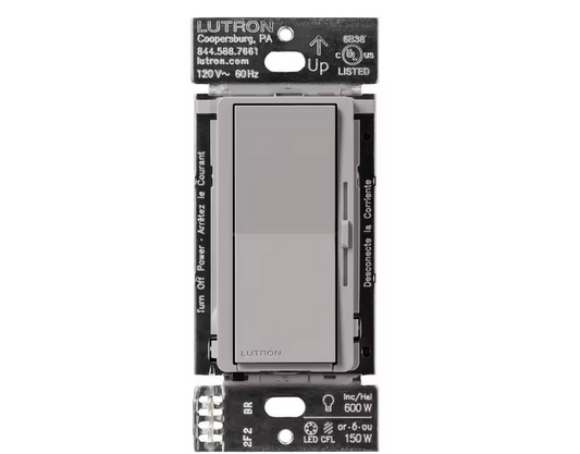 Diva Smart Dimmer Switch for Caseta Smart Lighting, 150-Watt LED, Gray (DVRF-6L-GR) - 91008989394