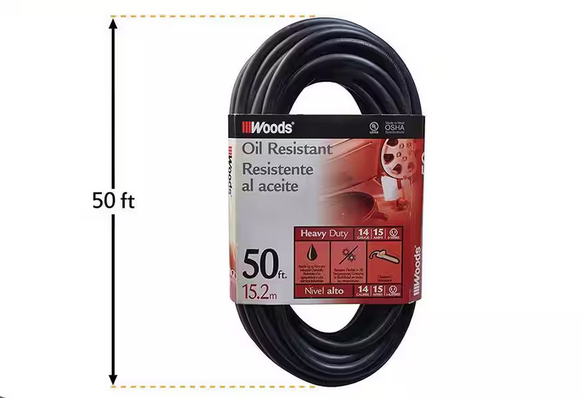 50 ft. 14/3 SJTOW Agricultural Outdoor Medium-Duty Extension Cord in Black - 91002770599