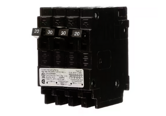 Triplex 2-Outer 20 Amp Single-Pole and 1-Inner 30 Amp Double-Pole Circuit Breaker - 9328101