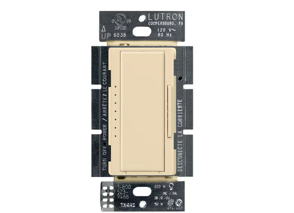 Maestro LED+ Dimmer Switch for Dimmable LED Bulbs, 150W/Single-Pole or Multi-Location, Ivory (MACL-153M-IV)