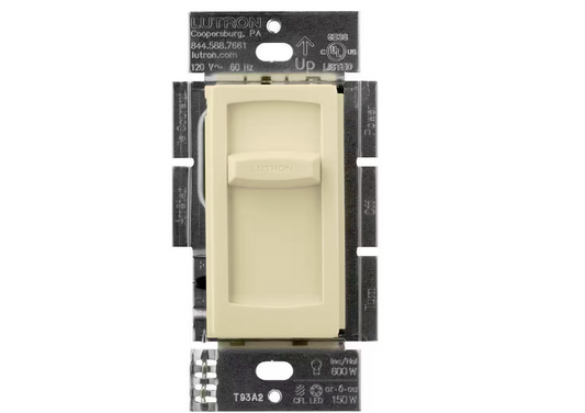 Skylark Contour Slide LED+ Dimmer Switch for LED and Incandescent Bulbs, 150-Watt/Single-Pole, Ivory (CTCL-150H-IV) - 91002624233