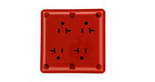 20 Amp Industrial Grade Heavy Duty 4-in-1 Grounding Outlet, Red