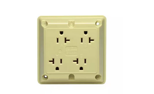 20 Amp Industrial Grade Heavy Duty 4-in-1 Grounding Outlet, Ivory