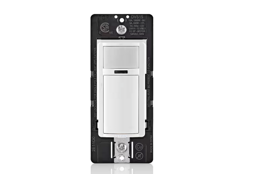 Decora 15 Amp In-Wall Multi-Location Motion Sensor Vacancy, Manual-On, Single Pole, 3-Way, White/Ivory/Lt Almond - 91007485216