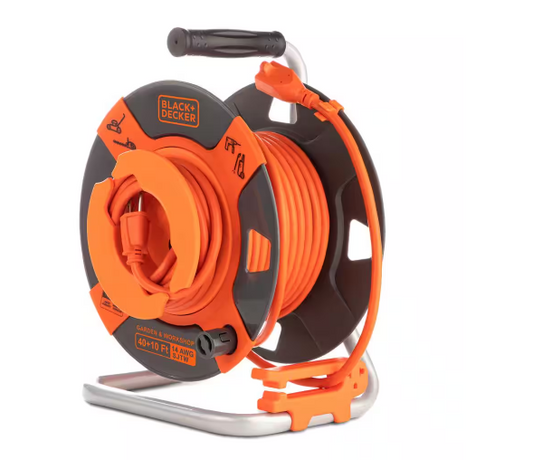50 ft. Retractable Extension Cord with 14 AWG Power Cable Garden and Workshop for Electric Tools - 91006218750