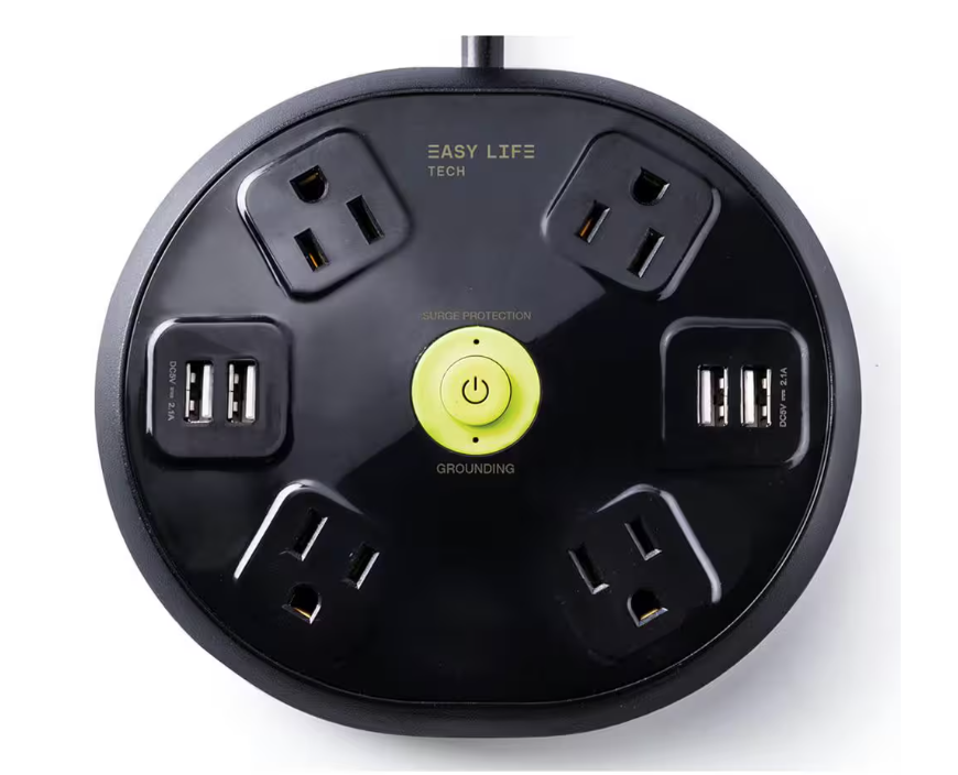 6 ft. 4-Outlet, 4-USB, Round Hub Surge Protector - Black - 91007323286