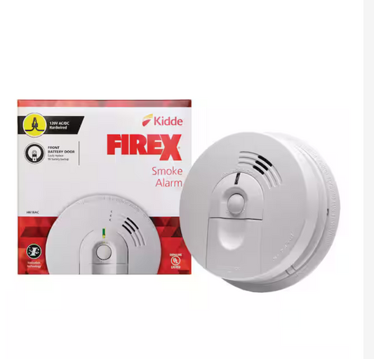 Firex Smoke Detector, Hardwired with Battery Backup & Front-Load Battery Door, Smoke Alarm - 9343598