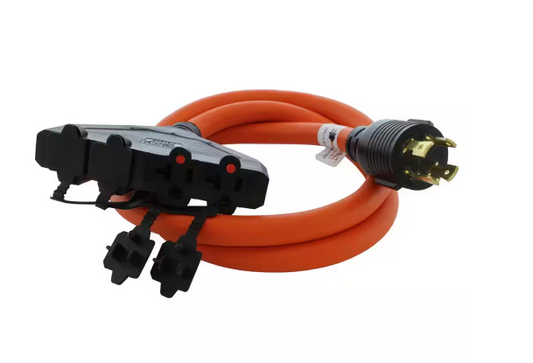 5 ft. L14-30P Generator 4-Prong 30 Amp Plug to (4) NEMA 5-15/20R 20 Amp Household Female Connectors Adapter Cord - 91003218455