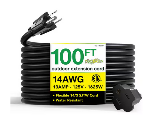 100 ft. 14/3 SJTW Outdoor Extension Cord - Black - 91001271072