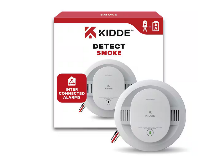 Hardwired Smoke Detector with Interconnected Alarm and LED Warning Lights - 91010662155