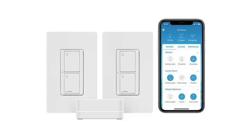 Caseta Smart Lighting Switch (2 Count) Starter Kit, Neutral Wire Required (CASETA-2SWITCH)