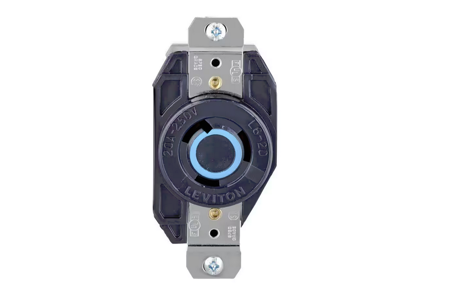 20 Amp 3-Wire Nylon Locking Single Outlet, Black - 9616086