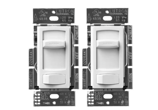 Skylark Contour LED+ Dimmer Switch for LED and Incandescent Bulbs, Single-Pole or 3-Way, White (CTCL-P-2PK-WH) (2-Pack)
