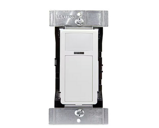 120/277-Volt Single Pole Occupancy Sensor Wall Switch PIR Passive Infrared, White, Antimicrobial, No Neutral Required - 91010007280