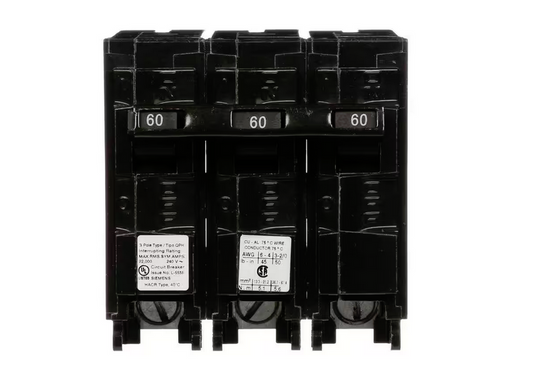 60 Amp Three-Pole Type QPH 22kA Circuit Breaker