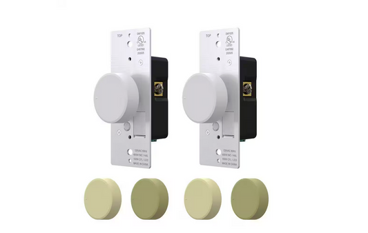 Rotary Dimmer Switch for Dimmable LED, CFL and Incandescent Bulbs, Single Pole/ 3-Way, White/Ivory/light Almond (2-Pack) - 91006608237